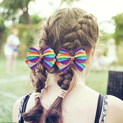 2PCS 4" Glitter Ribbon Hair Bow Clips Sparkly Sequins Alligator Barrettes Hairpin Girls Hair Bows Clips Hair Accessories T...