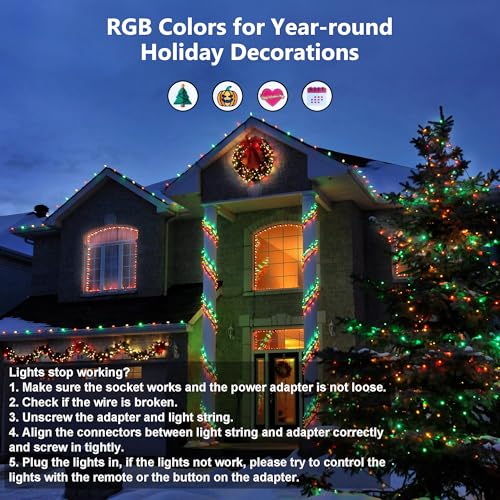 Brizled RGB Christmas Lights, 164ft 500 LED Color Changing String Lights, Dimmable Christmas Tree Light, Indoor Multifunct...