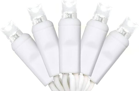 50 Counts Cool White LED Christmas Lights - 25ft Christmas Tree Lights Commercial Grade Outdoor Waterproof, White Wire Coo...