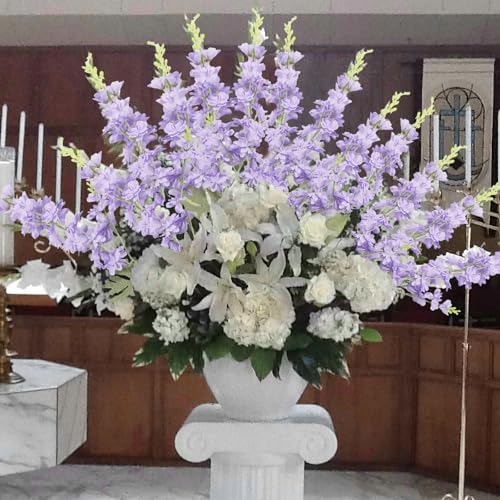 GhuaH 4Pcs Purple Delphinium Artificial Flowers 33.5" Silk Flowers Bulk Larkspur Artificial Flower Long Stem Fake Delphini...