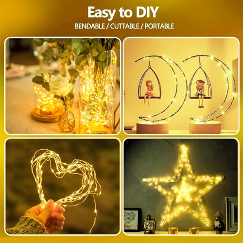 4-Pack Fairy Lights Battery Operated with Timer, Waterproof 16FT 50 LED String Lights Indoor Outdoor, Cuttable Starry Fair...