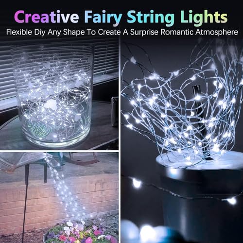 2 Pack 200LED Christmas Battery Operated Fairy Lights with Remote, 8 Modes String Lights with Timer, Dimmable, Memory Func...