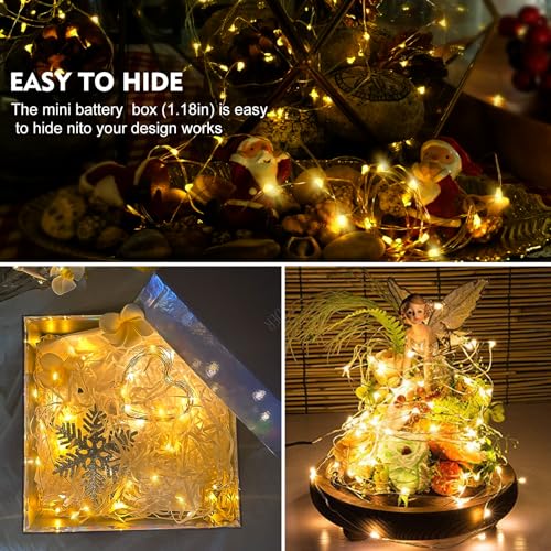 AIKEI 12 Pack Led Fairy Lights Battery Operated String Lights Waterproof Silver Wire 7 Feet 20 Led Firefly Starry Moon Lig...