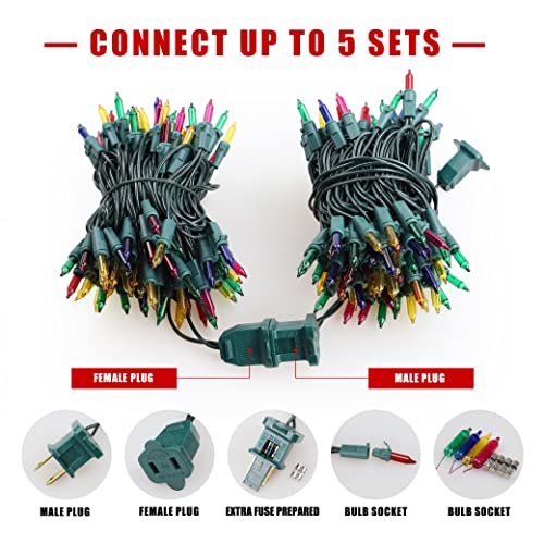 Hopolon Mini Christmas Lights, 2 Pack 23ft 100L String Lights, 120V Plug in Extendable Xmas Tree Lights for Christmas, Pat...