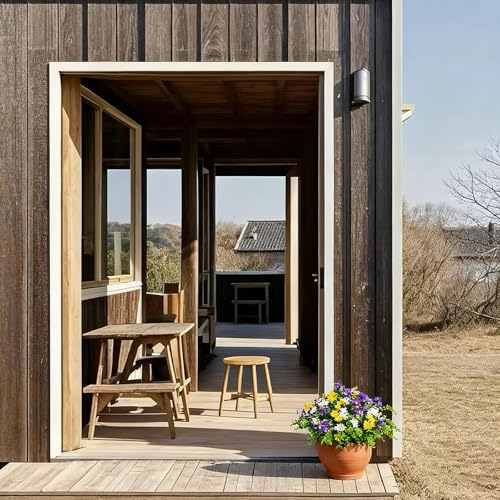 QIANYUN 20” Artificial Daisy Topiary Outdoor Plant, UV Resistant Faux Daisy Flowers, Outdoor Plants for Porch Decorations,...