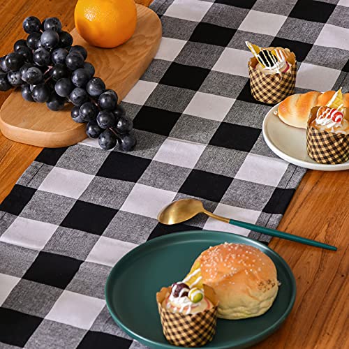 Tosewever Buffalo Check Plaid Table Runner, Cotton Polyester Blend Classic Family Dinner Table Runners for Indoor Outdoor ...