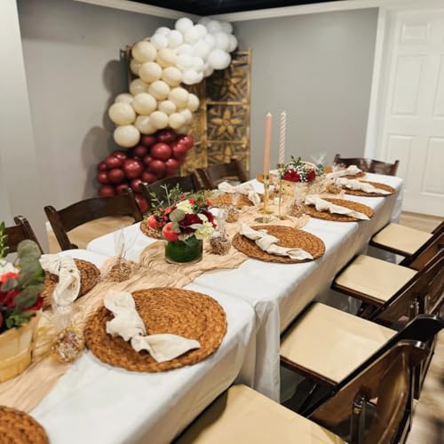 6 Pack Champagne Cheesecloth Table Runners New Year Cheese Cloth Table Runner 10FT Boho Sheer Gauze Runner 35x120 Inches L...