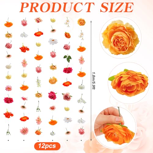 Suncalla 12 Pcs 70.8 ft Flower Garlands Hanging Artificial Wildflower Vine Decor from Ceiling Floating Floral Backdrop Sil...
