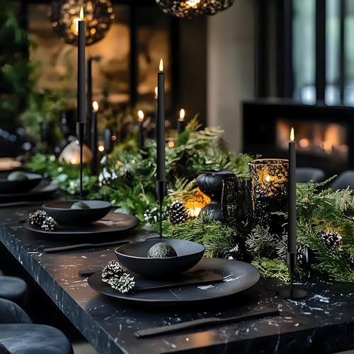ECHFSM Black Taper Candle Holders for Wedding Table Centerpiece,Tall Taper Candlestick Holders Bulk Set of 27,Metal Candle...