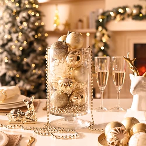 Valery Madelyn Christmas Ornaments Set, 30ct 2 Inches White and Gold Shatterproof Christmas Tree Decorations Ball Ornament...