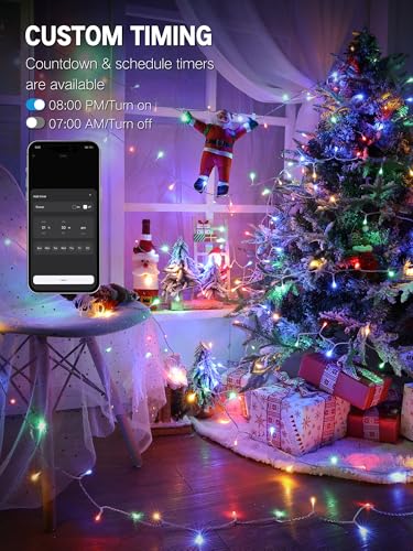 BrizLabs Smart Christmas Lights, 115FT 300 LED Fairy String Lights with App/Voice Control, Warm White & Multicolor Color C...