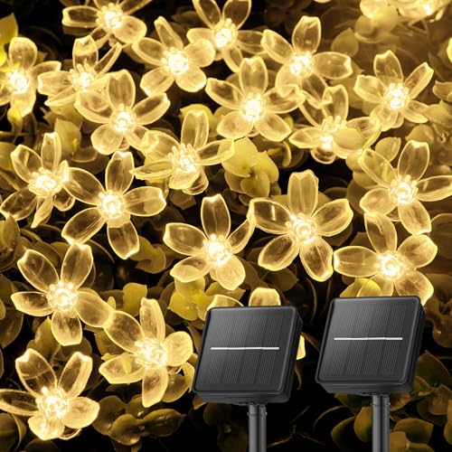 Brightown 2 Pack Total 52FT 120 LED Solar String Lights Flower Outdoor Waterproof Fairy Lights for Garden Yard Fence Patio...