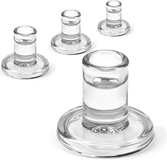 AGLARY 4pcs Taper Candle Holders, Glass Crystal Candlestick Holders Bulk, Clear Candle Holders for Dining Table Centerpiece