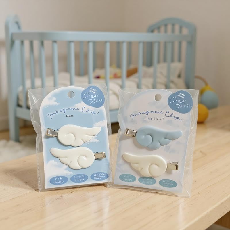 1Pair Cute Sweet Japanese Style Y2K Angel Wing Hair Clip Hairpin Barrettes Headdress Headwear Ornaments Accessories（Blue）