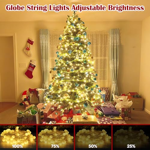 33FT 100LED Christmas Lights Indoor, Globe String Lights for Bedroom 8 Modes with Remote, Outdoor Hanging Fairy Lights for...