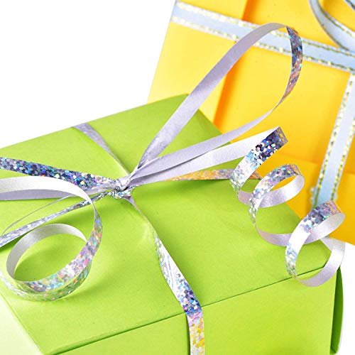 BEISHIDA 500 Yards Silver Ribbon Curling Crimped, Balloon String Shiny Metallic Roll for Gift Wrapping Ribbon for Birthday...