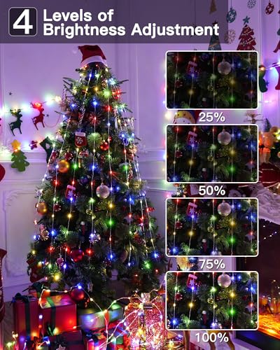 Ccinny Christmas Lights Outdoor 1000LED 328FT, Multicolor Fairy Lights IP67 Waterproof, Plug in String Light with Remote 8...