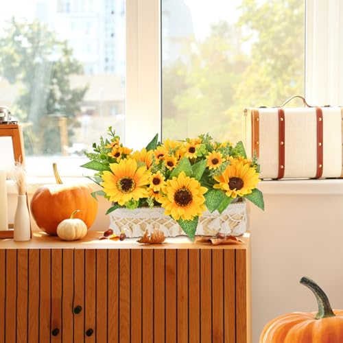 iHopGree Sunflowers Artificial Flowers Decorations, Artificial Plants Indoor, Sunflower Centerpiece Table Decorations for ...