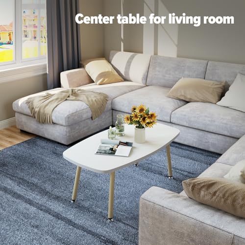 WOHOMO Folding Coffee Table 39.3'' White Coffee Tables for Living Room Portable Simple Modern Rectangular Center Table for...