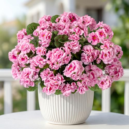 Uqueeten Plastic Flowers for Outdoors Home Decor Fake Plants Artificial Flowers Artificial Geraniums Outdoor Fake Flowers ...