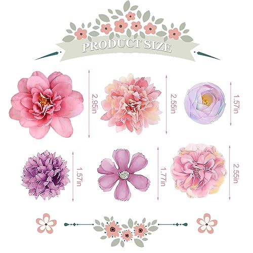 Harewu Silk Flower Hair Clip, 12Pcs Roses Flower Headdress Clips, Bridal Wedding Corsage and Headdress, Beach Party Hair C...