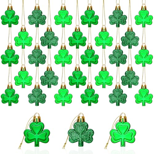 36Pcs St Patricks Day Decorations St Patricks Day Decor Shamrock Ornaments Hanging Tree Decorations Spring Lucky Irish Day...