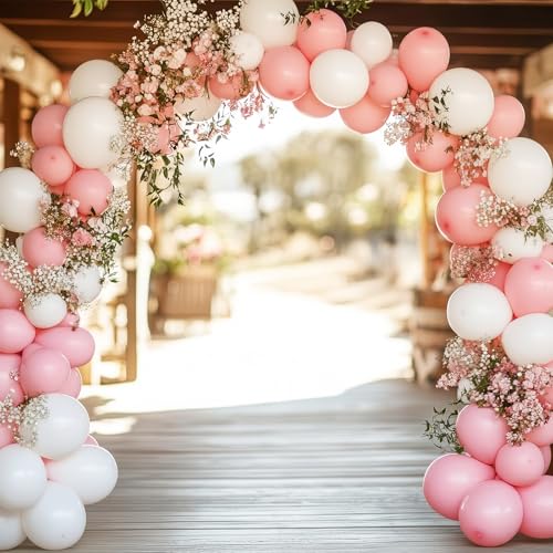RUBFAC 135pcs White Balloons Different Sizes 18 12 10 5 Inch for Garland Arch, Latex Balloon for Wedding Birthday Party Ba...