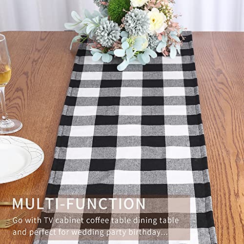 Tosewever Buffalo Check Plaid Table Runner, Cotton Polyester Blend Classic Family Dinner Table Runners for Indoor Outdoor ...