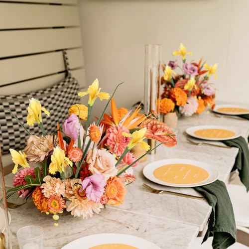 INSUNSIX 5 Pcs Faux Iris Vase Filler 26.8” Yellow Silk Iris Flowers Artificial Stems for Wedding Bridal Bouquet Living Roo...