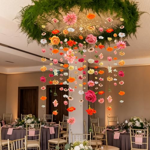 Suncalla 12 Pcs 70.8 ft Flower Garlands Hanging Artificial Wildflower Vine Decor from Ceiling Floating Floral Backdrop Sil...