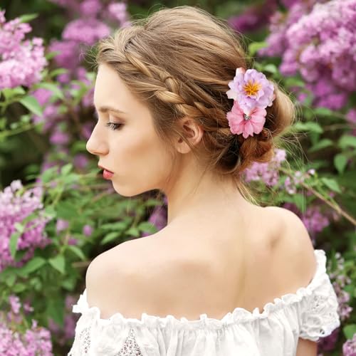 BBTO 21 Pcs Flower Hair Clip Rose Hair Clips Barrettes for Women Flower Accessories Boho Bride Claw Clip Hairpin Brooch Pi...