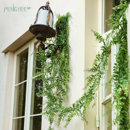 PENGYEE 6 Pack 5.57ft Artificial Greenery Garland for Table, Leaf Garland for Room Decor, Fern Garlands for Decoration, Fa...