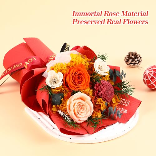 Jtoder Flowers Gifts for Women, Flower for Delivery, Preserved Orange Roses Bouquets, Anniversary Birthday Flowers Gifts f...
