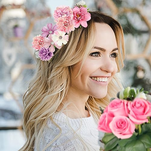Harewu Silk Flower Hair Clip, 12Pcs Roses Flower Headdress Clips, Bridal Wedding Corsage and Headdress, Beach Party Hair C...