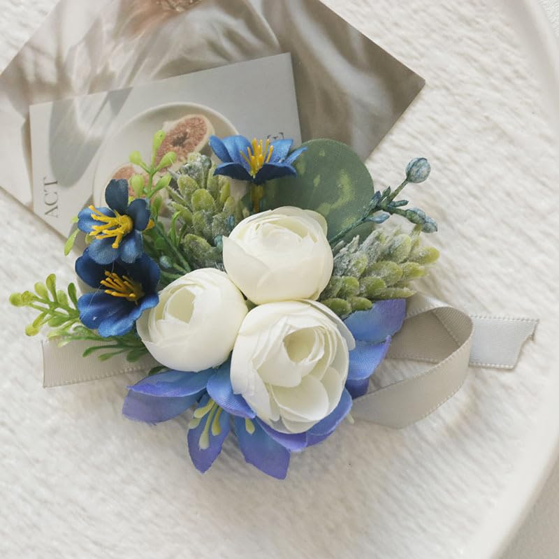 MAFELOE 2 Pieces Artificial Wrist Corsage Boutonniere Set, Grooms Groomsmen Bridal Bridesmaids Wedding Flowers Accessories...