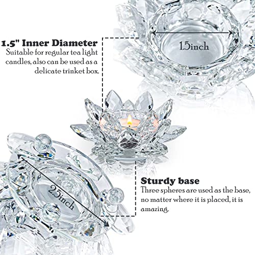Kolnlala Crystal Lotus Flower Tealight Candle Holders/Glass Tea Light Candlestick Decor Decoration for Christmas Home Wedd...