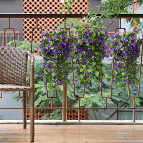ZFProcess 2PCS Artificial Hanging Flowers, Fake Hanging Plants Violet Vines UV Resistant for Wall Home Room Garden Wedding...