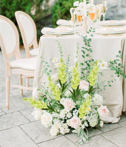 ICBOX 6PCS Delphinium Artificial Flowers 35.43'' Light Green Silk Flowers Faux Snapdragon with Stems for Wedding Bouquet H...