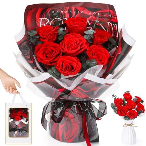 NYSALLA 7 Forever Flowers for Delivery,Preserved Flowers Roses Bouquet,Sophisticated Packaging Preserved Flower Bouquet fo...