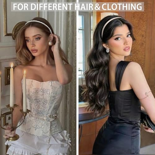 WOVOWOVO 5 Pcs Pearl Headbands for Women Non Slip White Pearl Hairbands Fashion Bridal Headband for Wedding Party Pearls H...