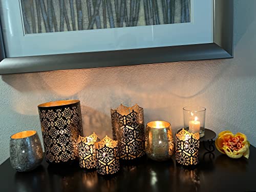 Hosley Set of 2 Diamond Cut Candle Holders Elegant 8 Inch Height Stands for Timeless Ambiance and Versatile Styling Dazzle...