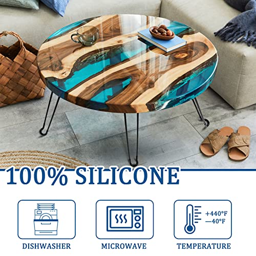 Lallisa 24 Inch Extra Large Resin Table Molds Round Epoxy Resin Molds Set with Metal Frame 3 Hairpin Legs for Table Epoxy ...