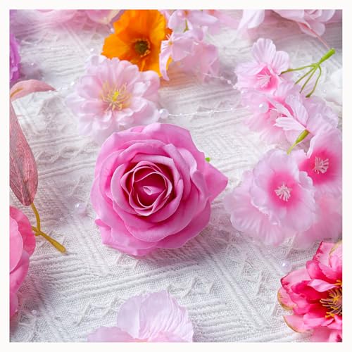 RIDDSEE Artificial Hanging Flower Garland 41.3ft Floral Vines Backdrop Wall for Wedding Party Events Spring Home Garden De...