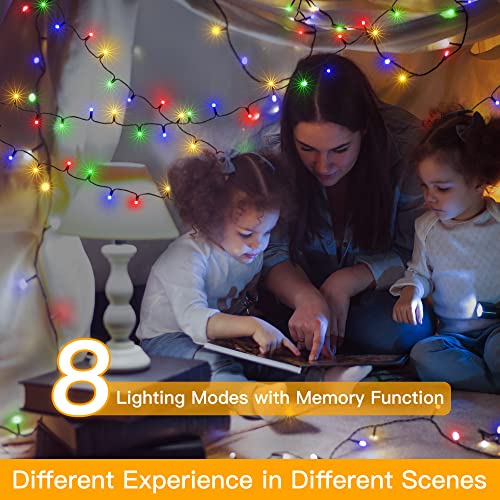 Ollny Christmas Lights 400LED 132FT, Plug-in Outside Tree Lights with Timer and 8 Modes, Remote Control Waterproof Dimmabl...