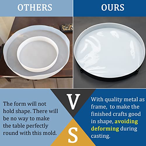 Lallisa 24 Inch Extra Large Resin Table Molds Round Epoxy Resin Molds Set with Metal Frame 3 Hairpin Legs for Table Epoxy ...