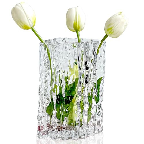 Aoderun Glass Vase Crystal Vase Heavy Duty Large Flower Vase for Dining Table Kitchen Office Home Shelf Wedding Living Roo...