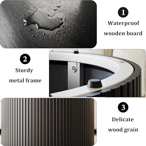 MAISONARIA Black Round Coffee Table with Metal Frame, 35" Coffee Tables for Living Room, Circle Wood Accent Center Table f...