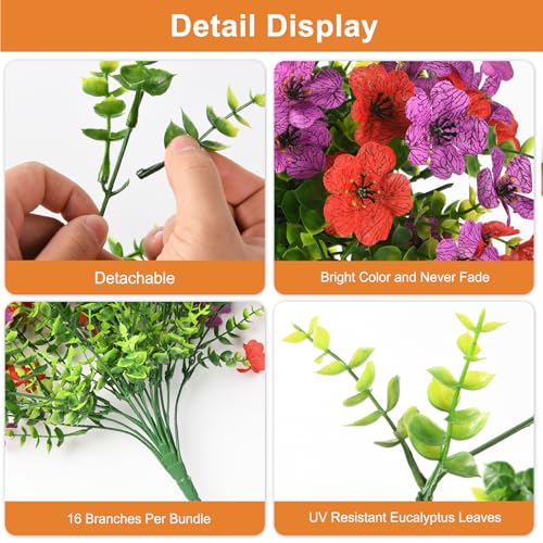 Hommyea Artificial Hanging Flowers for Outdoors, 2 Pcs Fake Hanging Plant Spring Summer Decor, UV Resistant No Fade Faux S...