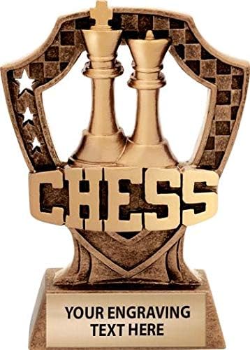 Crown Awards 5" Shieldz Chess Tournament Trophy, Custom Resin Chess Trophies with Personalized Engraving