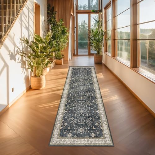 Dark Washable Long Runners for Hallways, 2'6"x8' Wide Kitchen Runner Rug, Entryway Indoor Rug, Non Slip Rubber Backing Boh...